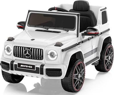 ANPABO Licensed Mercedes-Benz G63 Car for Kids, 12V 7AH Ride on Car w/Parent Remote Control, LED Headlights, Music Player & Horn, Soft Start, Low Battery Prompt, Kids Electric Car, White