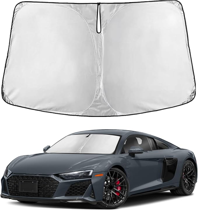 EcoNour Windshield Sunshade Compatible for Audi R8 2008-2023 2024 2025, Sun Visor for Front Windshield & Window Sun Shade Cover, UV Heat Blocker & Protector, Car Accessories