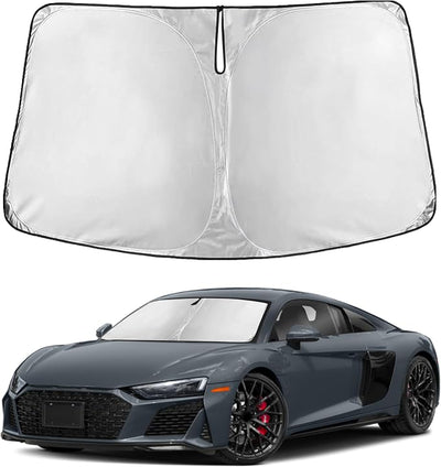 EcoNour Windshield Sunshade Compatible for Audi R8 2008-2023 2024 2025, Sun Visor for Front Windshield & Window Sun Shade Cover, UV Heat Blocker & Protector, Car Accessories