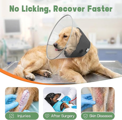 Dog Cone Collar to Stop Licking with Soft Liner, Comfortable Elizabeth Recovery Collar for Large Medium Dogs After Surgery, Pet Neck Head Cone Alternative,XXL
