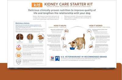 Hill's Prescription Diet k/d Kidney Care Starter Kit Variety Pack Dog Food, 5.25 oz. Dry Food (2), 13 oz. Cans (2), 5.5 oz. Cans (4)