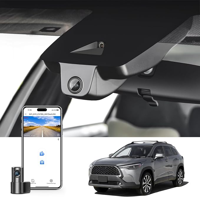 mangoal Front 4K & Rear 1080P Dash Cam Custom fit for Toyota Corolla Cross & Corolla Cross Hybrid 2022 (Model B), LE L XLE, Integrated OEM Look, 2160P UHD Video, Built-in WiFi & APP, GPS, 128GB Card