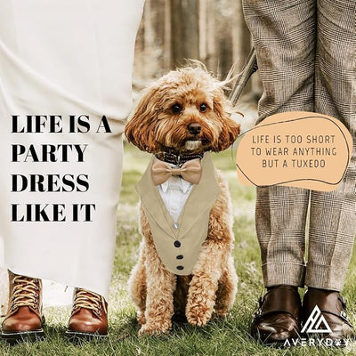 AVERYDAY Dog Tuxedo for Wedding Outfit, Dog Suit and Tie Costumes for Birthday, Halloween, Cosplay, Christmas Party, Pet Formal Wear with Bowtie, Tux for Medium Large Dogs, Bulldog, Labrador, Husky