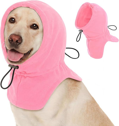 Dog Calming Hoodie Pet Ear Warmer Covers for Noise, No Flap Ear Wrap for Dogs, Quiet Ears Dog Hoodie Anxiety Relief Dogs Hat Calming Hood Head Cover, Pink M