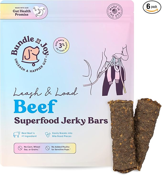 Bundle X Joy Beef Superfood Bar Dog Treats, Poultry Free, 5 Ounces (Pack of 6)