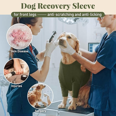 Nanaki Surgery Dog Recovery Suits for Front Legs, Dog Leg Sleeve to Stop Licking, Doggy Anti-Lick Wounds Pants, Pet Wound Cover Protective Sleeves Arm Protector for Injuries & Joint Pain