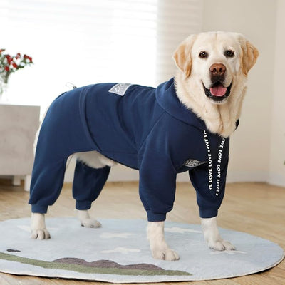 Dog Hoodies Winter Coat for Large Medium Dogs, Pullover 10 Legs Warm Coat Hooded Sweatshirt, Fleece Hoodie for Cold Weather (Dark Blue, 2X-Large)