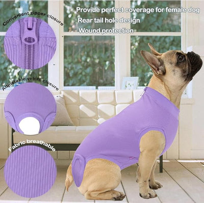 Recovery Suit for Dogs,Dog Cone Alternative Zipper Surgery Suit Female Spay,Soft Dog Surgery Suit for Anti Licking,Breathable Surgical Suit for Dogs Female Spay