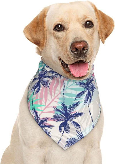 Palm Tree Tropical Pink Summer Tropical Dog Bandana Scarf Triangle Bibs Pet Accessories Cat Kerchief