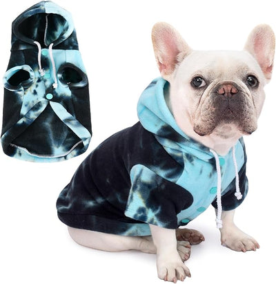 Dog Hoodie Tie Dye Dog Sweatshirt Chic Winter Clothes Ultra-Soft Warm Sweaters for Small Medium Dogs Fashion Pet Clothes for Dogs (Blue/Black/Grey, XL (Back: 16.92",Chest: 21.65", Neck: 18.89"))