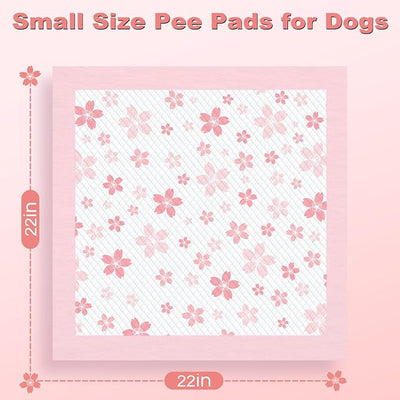 MIZOK Puppy Pads Pink 22x22in, Quick-Dry Puppy Training Pads with Pheromone Attractant, Decorative Cherry Blossom 6-Layer Heavy Duty Leak-Proof Pet Pads, Disposable (50 Count)