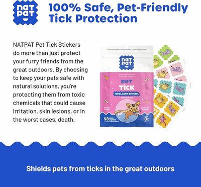 NATPAT Outdoor Pet Patches for Dogs & Cats | Plant Based Essential Oils | Safe for Pets | Non-Toxic, Easy to Apply - 48 Patches - Locket Sold Separately