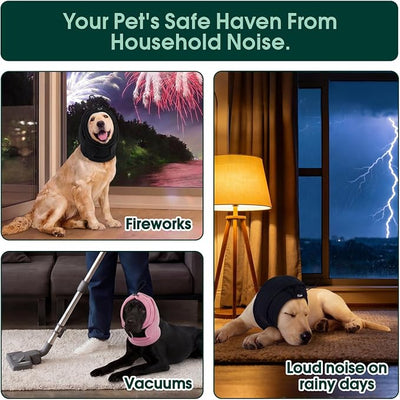 Kuoser Dog Noise Canceling Ear Wrap, Anxiety Relief Calming Hoodie, Pink S | Thick padded double-Layer with dual noise canceling technology, Anti-slip hook & loop fastener, Fireworks Grooming Vet-visit