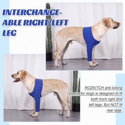 Dog Leg Sleeve to Stop Licking After Surgery Skin Problems Blue S | 95% Cotton, Breathable Fabric, Ease of use, Keep Bandage Covered, Anti Licking, Skin Problems