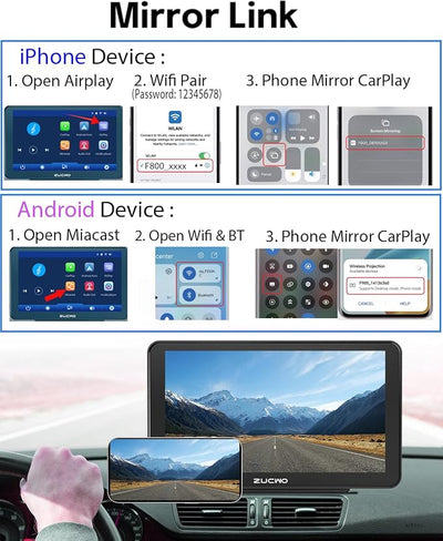 9 Inch Wireless CarPlay Screen for Car, CarPlay & Android Auto Touch Screen Car with Backup Camera, Bluetooth, Navigation, Mirror Link Voice Control
