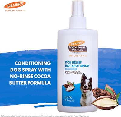Palmer’s for Pets Hot Spot and Itch Relief Spray for Dogs with Cocoa Butter - Conditioning No-Rinse Skin Allergy Relief Mist with Vitamin E, Fragrance Free Formula, 8 Fl Oz - 6 Pack
