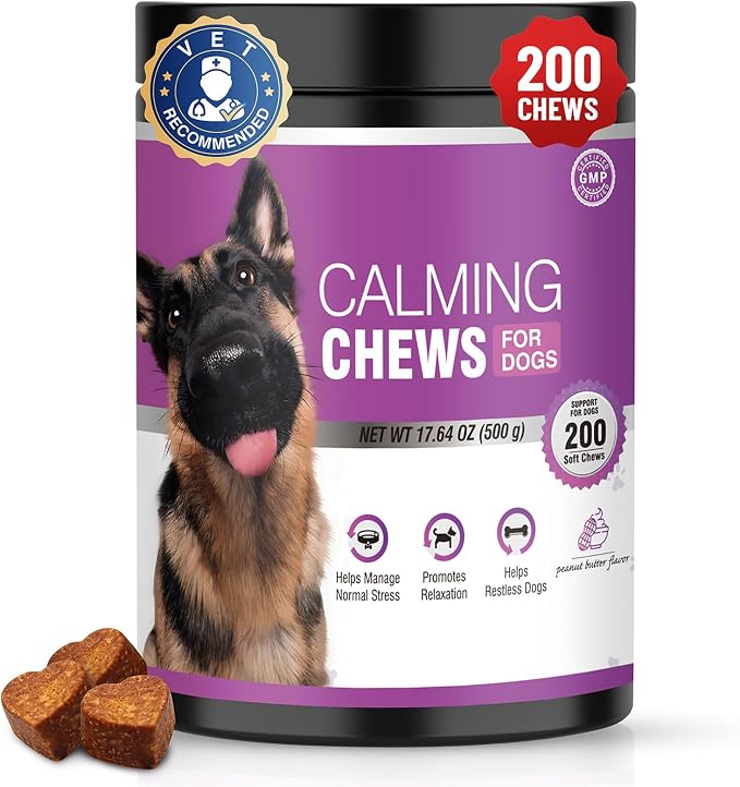 Calming Chews for Dogs 200pc Dog Calming Treat and Bites with Melatonin - Calming Treats for Dogs Puppy Melatonin Sleep Aid Calm Dog with Noise,Thunder,Barking,Separation,Chewing