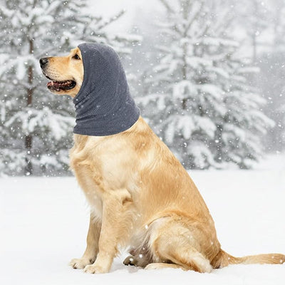 Quiet Ears for Dogs, 1 Piece Dog Calming Hoodie Cat Anxiety Relief Ear Wrap, Pet Noise Ear Protection for for Barking Bathing Grooming, Warm Winter Ear Scarf (Grey, Medium)
