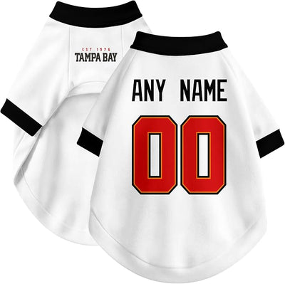 Tampa Bay Dog Clothes Jersey Style Personalized Pet T Shirt with Custom Name Number for Small Medium Large Dogs