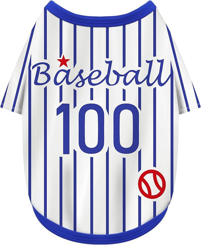 Paiaite Sleek Striped Dog Vest: Sleeveless Baseball-Style Dog Shirt, Ideal Fit for Small, Medium, and Large Breeds,Polyester Fabric for Comfort, Breathability, and Stretchiness Blue M