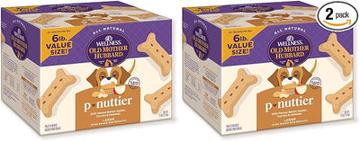 Old Mother Hubbard Wellness P-Nuttier Dog Biscuits,Natural,Training Treats,Peanut Butter Flavor,Large Size,(6 Pound Box),(Pack of 2)