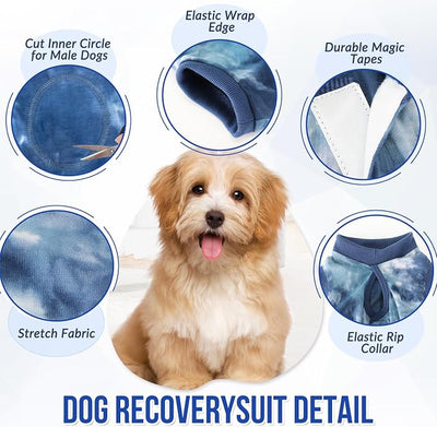 SlowTon Dog Recovery Suit - Surgery Recovery Suit for Female Male Dogs, Dog Onesie After Spay Abdominal Wounds, E-Collar Cone Alternative Prevent Licking Pet Surgical Suit (Blue,XL)