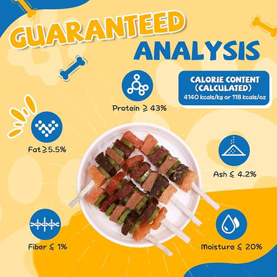 gazeupon Dog Treats, Multi-Flavored Kabobs Treats, High Protein Dog Chews, Made with Real Chicken, Duck, Beef, Rabbit, Salmon