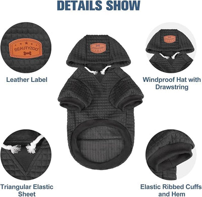BEAUTYZOO Dog Hoodie for Small Medium Large Dogs, Winter Fall Warm Dog Clothes for Puppy S M Sized Dogs Girl Boy, Dog Sweater Shirt Hoodies with Pocket Bulldog Pitbull Cat Clothing Coat