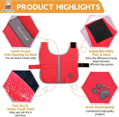 Queenmore Cold Weather Dog Coats Loft Reversible Winter Fleece Dog Vest Waterproof Pet Jacket Available in Extra Small, Small, Medium, Large Extra Large Sizes