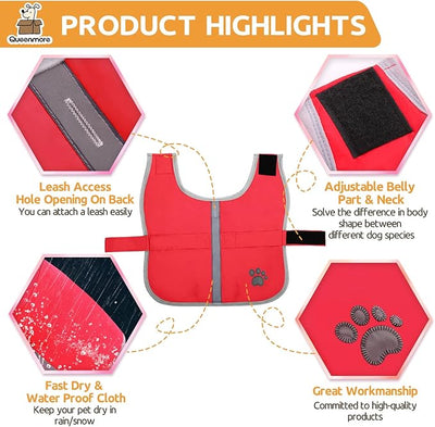Queenmore Cold Weather Dog Coats Loft Reversible Winter Fleece Dog Vest Waterproof Pet Jacket Available in Extra Small, Small, Medium, Large Extra Large Sizes