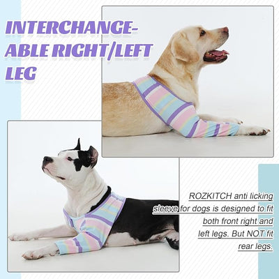 ROZKITCH Dog Leg Sleeve Only for Front Right Left, Lightweight Leg Covers to Prevent Licking Scratching Wound, Elbow Sleeve Easy on and Off Bandage for ACL CCL Stripe XL