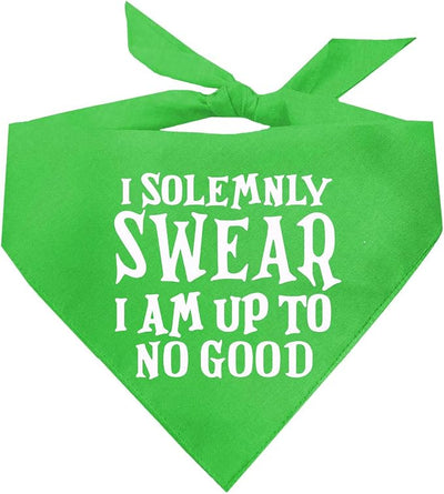 I Solemnly Swear I Am Up to No Good Dog Bandana (Lime Green, OS 1101)