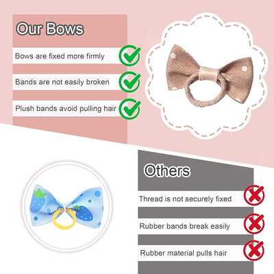 FGISAR 20 Pcs Small Dog Hair Bows with Rubber Bands Handmade Puppy Hair Bows Cute Grooming Flower Ball Bowknot Top Knot Dog Hair Accessories Hair Ties for Yorkie Maltese Pet (Pink) ﻿