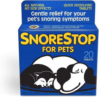 SnoreStop for Pets 20 Chewable Tablets Natural Anti-Snoring Solution Snore Relief for Dogs Cats Stop Snoring Aid Sleep Remedy Device Free Helps Stop Snores Anti-Snore Pills