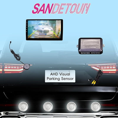 LCD Parking Sensor Kit - Displays Data on Original Screen, Easy Rear Installation, Compatible with All Camera Formats (AHD, CVBS), 18 Probe Colors to Match Any Vehicle DarkRed