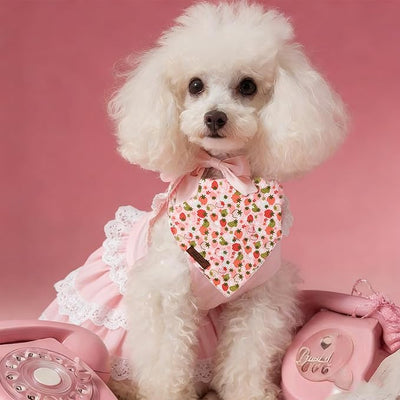 Strawberry Dog Bandana - Soft Pastel Spring Summer Dog Neck Scarf, Cute Pet Bib for Medium Large Dogs, Sweet Photo Dogs Cats Prop for Daily Use Parties & Pet Photography L
