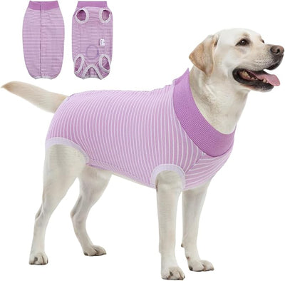 SAWMONG Recovery Suit for Dogs Female Male, Cotton Breathable Dog Onesie After Surgery Spay Neuter, Professional Dog Surgical Suit, Substitute Pet E-Collar Cone, Purple, Large