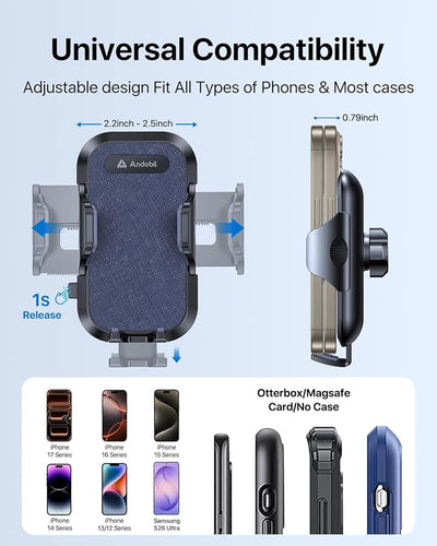 andobil Military-Grade Cup Holder Phone Holder, [Ultra Sturdy & 360° Adjustable] Gooseneck Cup Phone Holders for Your Car Truck, Super Durable Car Phone Mount for iPhone 17 16 15 14 Pro Max/Samsung