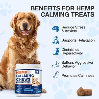 Calming Chews for Dogs - Advanced Неmр Dog Calming Chews- Anxiеty Rеlief Treats for Composure, Separation, Barking, Thunderstorms, Stress Rеlief - Hiр and Jоint Supplement -180 Soft Treats