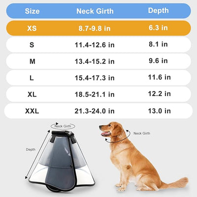 WinWeal Upgraded Soft Dog Cone Collar for Large Medium Dogs After Surgery – Adjustable Transparent Recovery Collar, Breathable Elizabethan E-Collar for Wound Healing & Anti-Licking (XS, Black)
