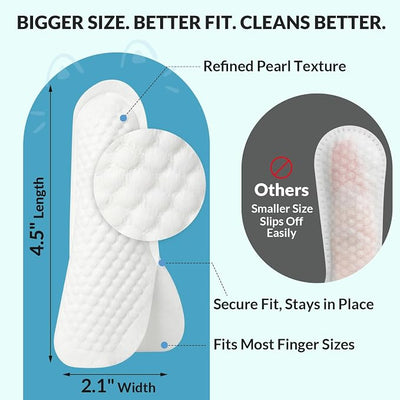 Dog Ear Finger Wipes for Dogs & Cats, Removes Ear Wax & Buildup, Better Than Ear Drops, Larger No-Slip Finger Fit for Better Control, Aloe Vera & Witch Hazel, Gentle for Sensitive Ears - 50 Count