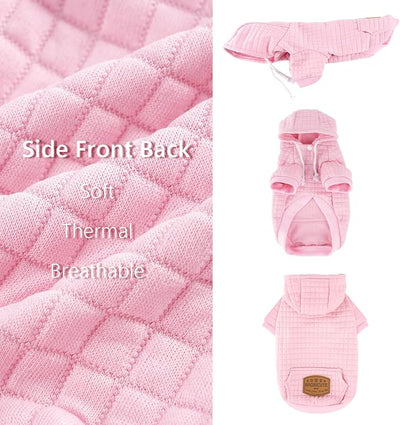 2 Pack Dog Hoodie Sweaters for Small Medium Dogs Warm Dog Clothes for Large Dogs Soft Waffle-Like Laminated Sweatshirt Bulldog (Pink+Rose, S/M (Back: 13",Chest: 18.5", Neck: 12"))