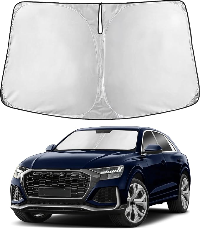 EcoNour Windshield Sunshade Compatible for Audi RS Q8 2020-2023 2024 2025, Sun Visor for Front Windshield & Window Sun Shade Cover, UV Heat Blocker & Protector, Car Accessories