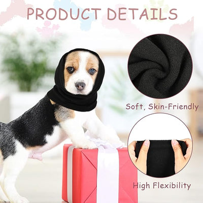 Frienda 2 Pcs Dog Ear Muffs Dog Calming Ear Cover Anxiety Relief Cover Face Neck Warmer Quiet Head Sleeves for Noise Bathing Grooming Drying(Small,Black, Pink)