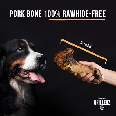 Grillerz Pork Bone, 1 Count, Pork Bones for Dogs, Rawhide Free, Dog Chew for Healthy Teeth & Gums, High Protein, Easy to Digest, Long Lasting, Natural Treats for All Breeds