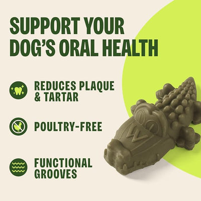 Whimzees Wellness Alligator Natural Dog Dental Treat, Chews, Freshens Breath, Large Size, 12.7 oz Bag, 6 Count