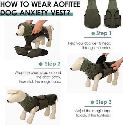 AOFITEE Dog Anxiety Vest, Thunder Jacket for Dogs Anxiety Extra-Large, Breathable Pet Calming Shirt for Fireworks, Thunder, Travel, Separation, Anti-Anxiety Pets Calming Vest with High Collar, XXL