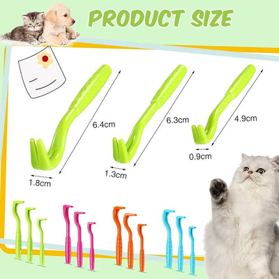 24 Pcs Tick Remover Plastic Tick Remover Tools Tick Puller Removal Tick Grabber for Dogs Cats Humans, 3 Sizes (Blue, Green, Orange, Rose Red)