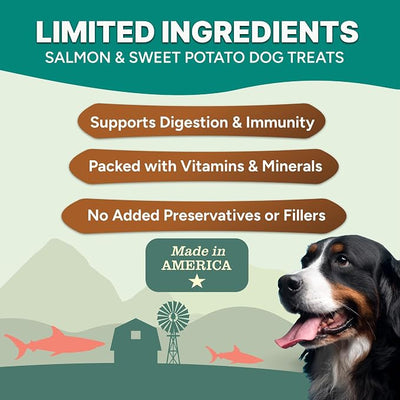 Gaines Family Farmstead Salmon & Sweet Potato Fillets for Dogs – 40 oz, All-Natural Soft Chews, Wild-Caught Alaskan Salmon, Limited-Ingredient Dog Treats, Made in USA