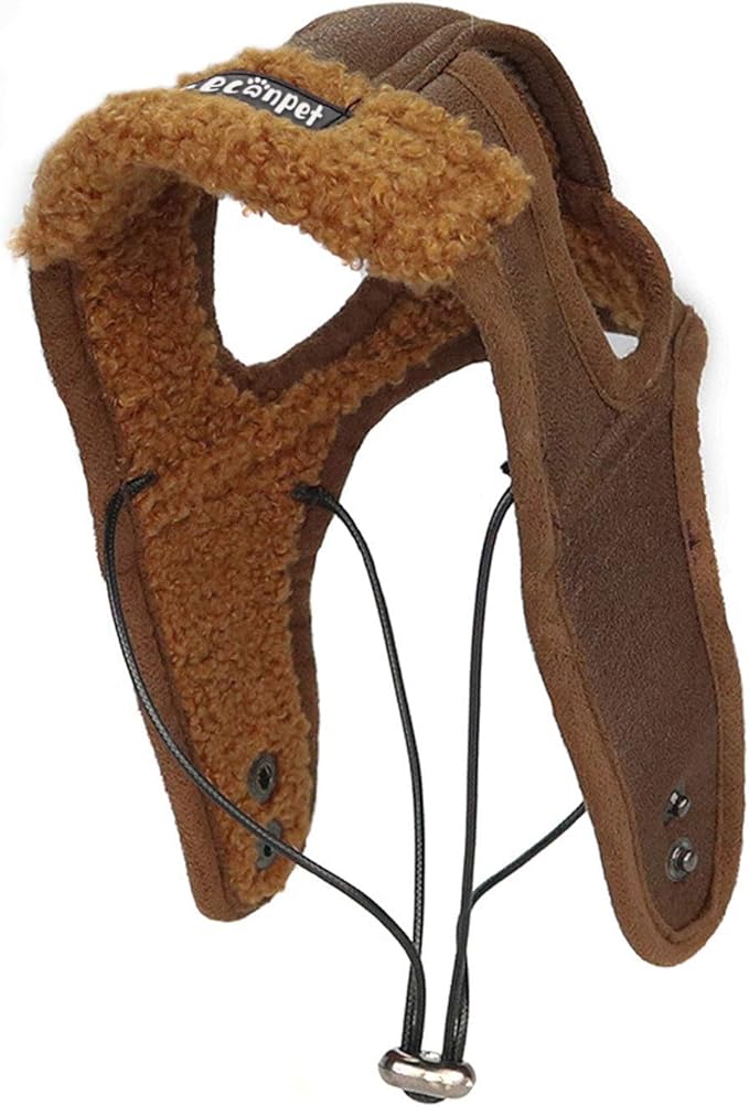 Leconpet Dog Aviator Hat, Dog Winter Pilot Hat with Ear Flaps for Cold Weather (XL, Coffee)